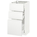 METOD / MAXIMERA Base cabinet with 3 drawers, white, Voxtorp matt white white, 40x37 cm