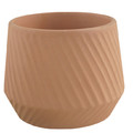 GoodHome Plant Pot 17cm, stripes, indoor, terracotta