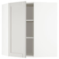 METOD Corner wall cabinet with shelves, white/Lerhyttan light grey, 68x80 cm