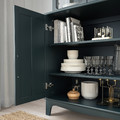 LOMMARP Cabinet with glass doors, dark blue-green, 86x199 cm