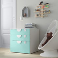 SMÅSTAD / PLATSA Chest of 3 drawers, white, pale turquoise, 60x55x63 cm