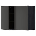 METOD Wall cabinet with shelves/2 doors, black/Nickebo matt anthracite, 80x60 cm