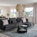 SÖDERHAMN 4-seat sofa with chaise longue, Fridtuna dark grey