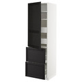 METOD / MAXIMERA Hi cab w shlvs/4 drawers/dr/2 frnts, white/Lerhyttan black stained, 60x60x200 cm