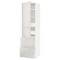 METOD / MAXIMERA Hi cab w shlvs/4 drawers/dr/2 frnts, white/Ringhult light grey, 60x60x220 cm