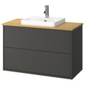 HAVBÄCK / ORRSJÖN Wash-stnd w drawers/wash-basin/tap, dark grey/bamboo, 102x49x71 cm