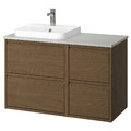 ÄNGSJÖN / BACKSJÖN Wash-stand/wash-basin/tap, brown oak effect/grey stone effect, 102x49x71 cm