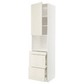 METOD / MAXIMERA Hi cab f micro combi w door/3 drwrs, white/Bodbyn off-white, 60x60x240 cm