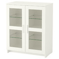 BRIMNES Cabinet with doors, glass, white, 78x95 cm