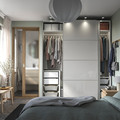 PAX / HOKKSUND Wardrobe combination, white/high-gloss light grey, 200x66x236 cm