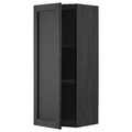 METOD Wall cabinet with shelves, black/Lerhyttan black stained, 40x100 cm