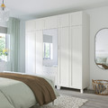 PLATSA Wardrobe with 10 doors + 3 drawers, white STRAUMEN mirror glass /SANNIDAL white, 220x57x231 cm