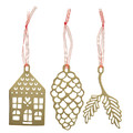 VINTERFINT Tree ornament set of 3, gold-colour