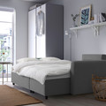 BRISSUND 3-seat sofa-bed with chaise longue, Hakebo dark grey