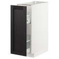 METOD Base cabinet/pull-out int fittings, white/Lerhyttan black stained, 30x60 cm