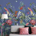 GoodHome Vinyl Wall Mural Wallpaper Turquoise, flowers