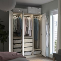 PAX / ÅHEIM Wardrobe combination, grey-beige/mirror glass, 150x60x201 cm