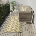 GÅNGSTIG Kitchen mat, flatwoven green/off-white, 80x200 cm