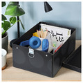 NIMM Storage box with lid, spotted grey, 25x35x15 cm