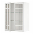 METOD Wall cabinet w shelves/2 glass drs, white/Stensund white, 80x100 cm