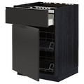 METOD / MAXIMERA Base cab f hob/drawer/2 wire bskts, black/Upplöv matt anthracite, 60x60 cm