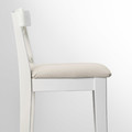 INGOLF Bar stool with backrest, white, Hallarp beige, 65 cm