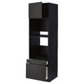 METOD / MAXIMERA Hi cab f ov/combi ov w dr/2 drwrs, black/Nickebo matt anthracite, 60x60x200 cm