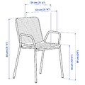 TORPARÖ Table+4 chairs w armrests, outdoor, foldable white/white, 130x74 cm