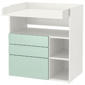 SMÅSTAD Changing table, white light green/with 3 drawers, 90x79x100 cm