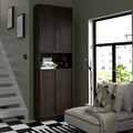 BILLY / OXBERG Bookcase w doors/ext unit, dark brown oak effect, 80x30x237 cm