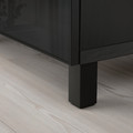 BESTÅ Storage combination with drawers, black-brown/Selsviken/Stubbarp high-gloss/black smoked glass, 180x42x74 cm