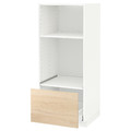 METOD / MAXIMERA High cab for oven/micro w drawer, white, Askersund light ash effect, 60x60x140 cm