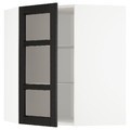 METOD Corner wall cab w shelves/glass dr