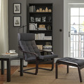 POÄNG Armchair and footstool, black-brown/Gunnared dark grey