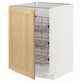 METOD Base cabinet with wire baskets, white/Forsbacka oak, 60x60 cm