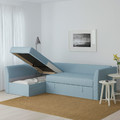 HOLMSUND Corner sofa-bed, Orrsta light blue, 230x90 cm