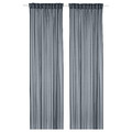 STENFRÖ Sheer curtains, 1 pair, with heading tape/dark blue, 145x300 cm