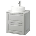 TÄNNFORSEN / TÖRNVIKEN Wash-stnd w drawers/wash-basin/tap, light grey/white marble effect, 62x49x79 cm