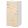 SMÅSTAD / PLATSA Chest of 6 drawers, white, birch, 60x57x123 cm