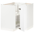 METOD Corner base cabinet with carousel, white/Voxtorp matt white, 88x88 cm