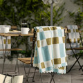 SVARTFIBBLA Throw, yellow-green/grey-turquoise, 120x160 cm