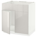 METOD Base cabinet f sink w 2 doors/front, white/Ringhult light grey, 80x60 cm