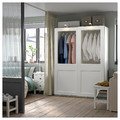 PAX / GRIMO Wardrobe with sliding doors, white/clear glass white, 150x66x201 cm