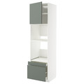 METOD / MAXIMERA Hi cab f ov/combi ov w dr/2 drwrs, white/Nickebo matt grey-green, 60x60x220 cm