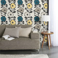 GoodHome Vinyl Wallpaper on Fleece Luzul, blue-yellow