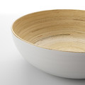 RUNDLIG Serving bowl, white/bamboo, 30 cm