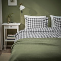 EKTANDVINGE Duvet cover and pillowcase, anthracite white/check, 150x200/50x60 cm