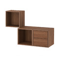 EKET Wall-mounted storage combination, walnut effect, 105x35x70 cm