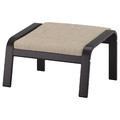 POÄNG Footstool, black-brown, Hillared beige