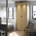 PAX / TONSTAD Wardrobe combination, grey-beige/oak veneer, 100x60x236 cm